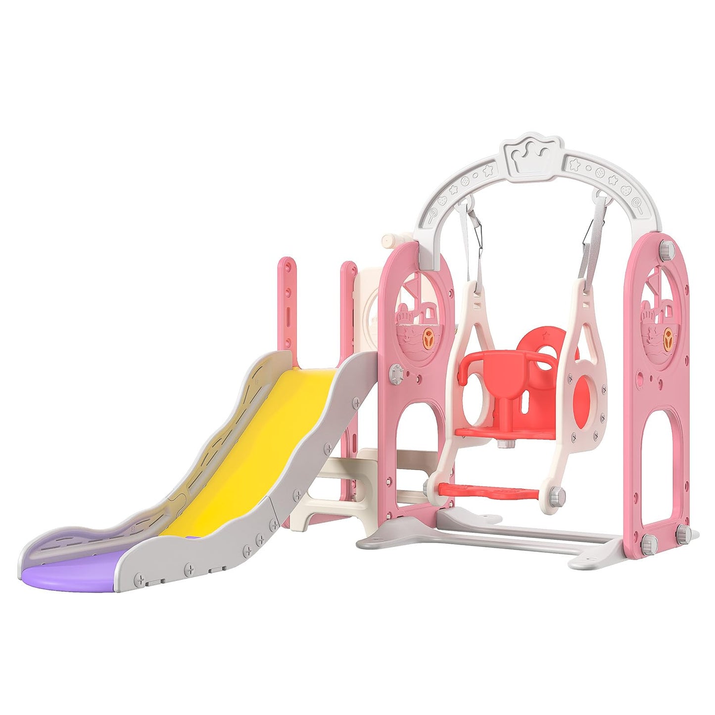BestAlice 4 in 1 Kinderrutsche Set für Outdoor und Innen, Spielplatz mit Schaukel, Basketballkorb, Kletterleiter, Indoor- und Outdoor-Spielset, 18 Monate + (Blau)