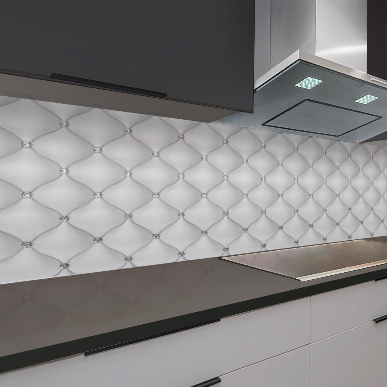 Rodnik Kitchen Splashback, Robust ABS Plastic Monolith Panel in Deluxe Quality, Direct Print, Choice of Motifs (Ice Cubes and Cherries)