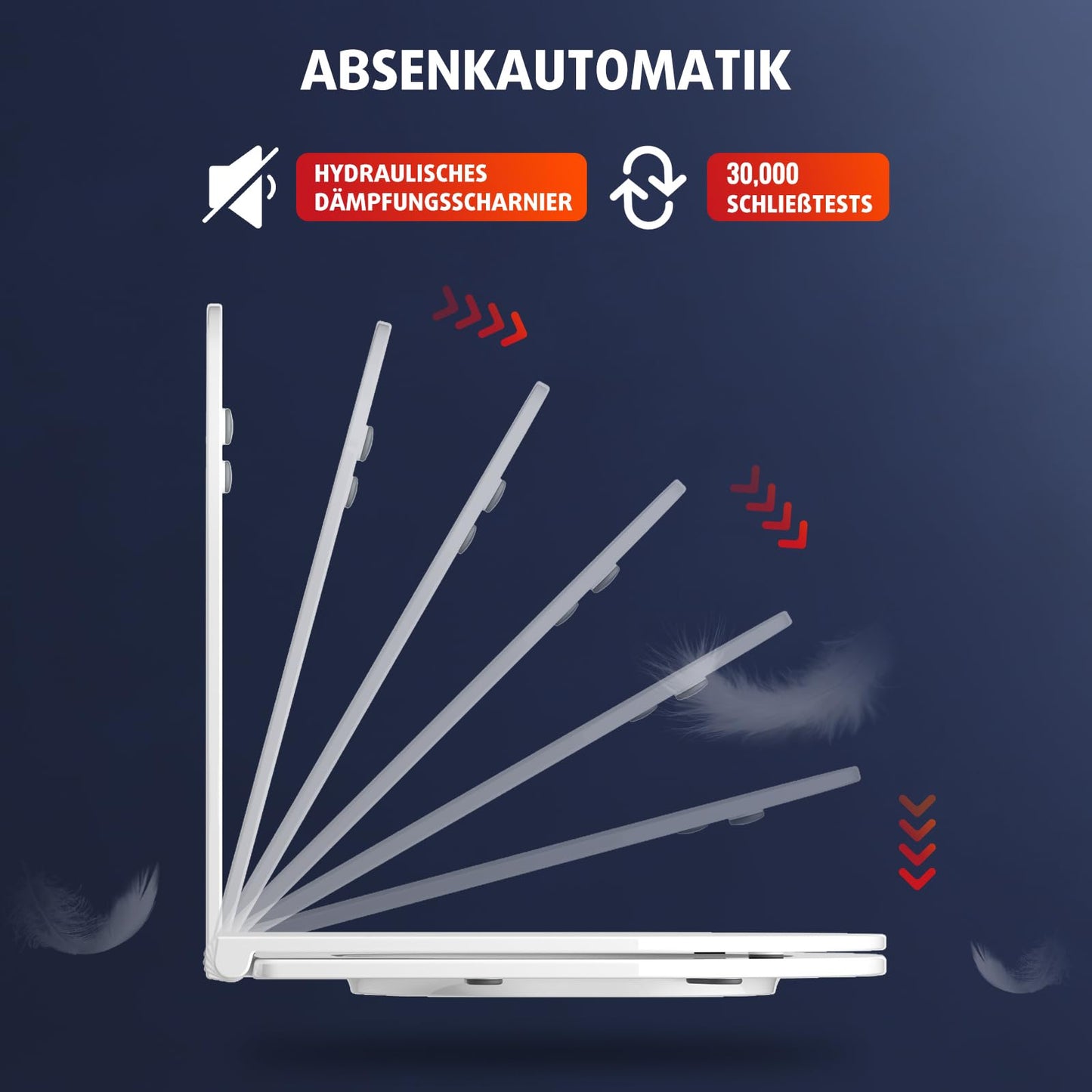 Rainsworth Spülrandlos Wand-WC Tiefspül Toilette - Hänge Toiletten mit effizienter Spültechnik, Kloschüssel inklusive WC-Sitz mit Absenkautomatik und Schnellspanner, Weiß, 48,5 cm lang