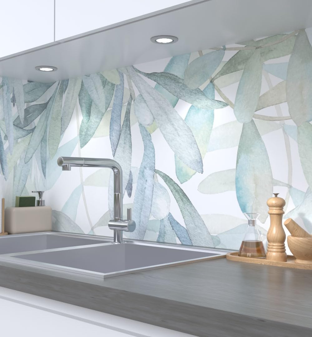 MyMaxxi Self-Adhesive Kitchen Splashback Film, Easy No-Drill Application, 0.4 mm Reinforced, Kitchen Splash Guard Adhesive Film, Wall Decoration, 220 x 60 cm (Height), Matte Finish, Natural Meadow,