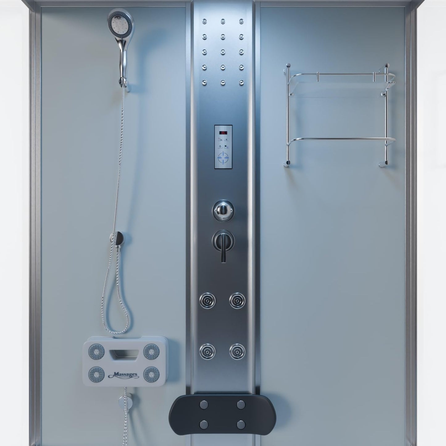 Tronitechnik® Duschtempel Dusche IKARIA 135x80x220cm Komplettdusche Fertigdusche mit Wanne, Duschkabine mit Badewanne, freistehend, inkl. Zubehör, Regendusche, Massage