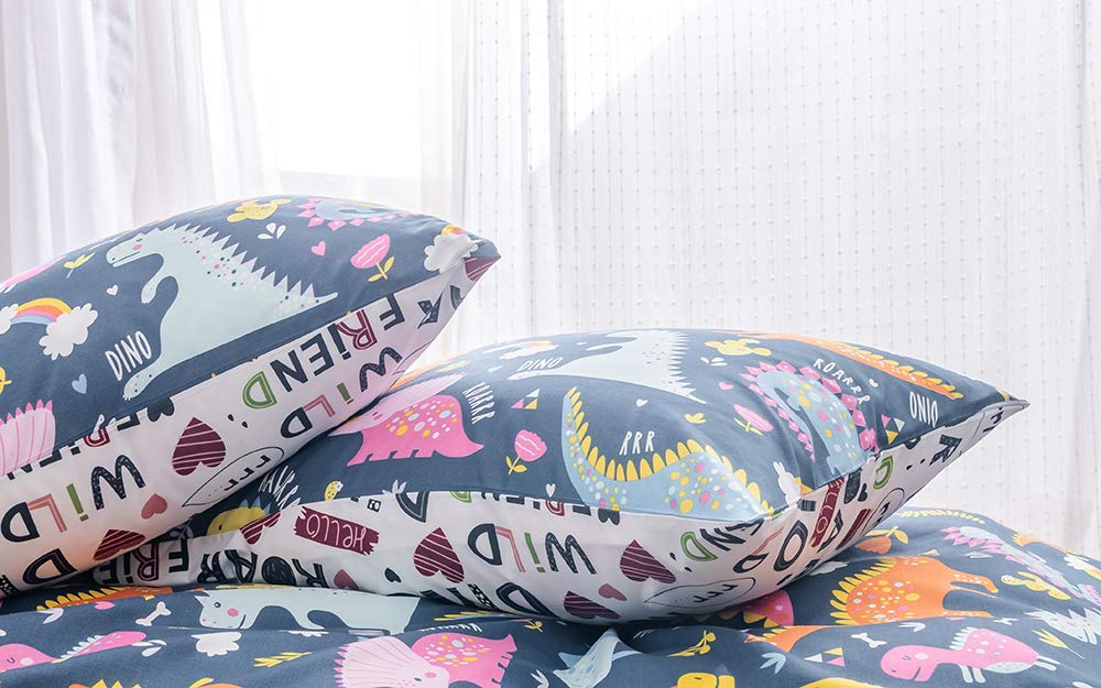 GETIYA Cartoon Hearts Bed Linen, 135 x 200 cm, Girls'/Women’s/Children’s Bed Linen, Pink Hearts Pattern, Duvet Cover, Microfibre, Duvet Cover, Light Pink, with Zip and Pillowcase, 80 x 80 cm