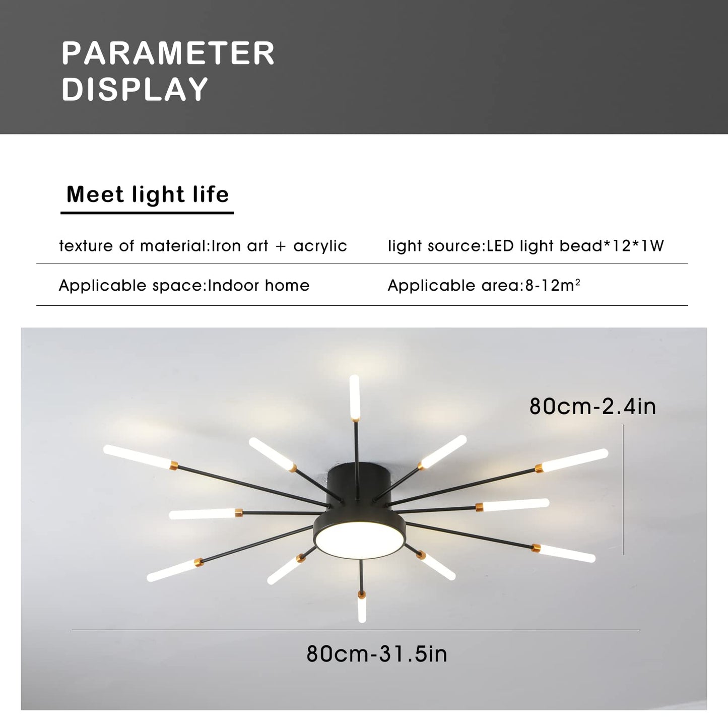 minifair Moderne LED-Deckenleuchte, 12 + 1 Köpfe, halbbündige Deckenleuchte, goldene Kronleuchter, Deckenbeleuchtung für Schlafzimmer, Wohnzimmer, Küche, Esszimmer, Restaurant