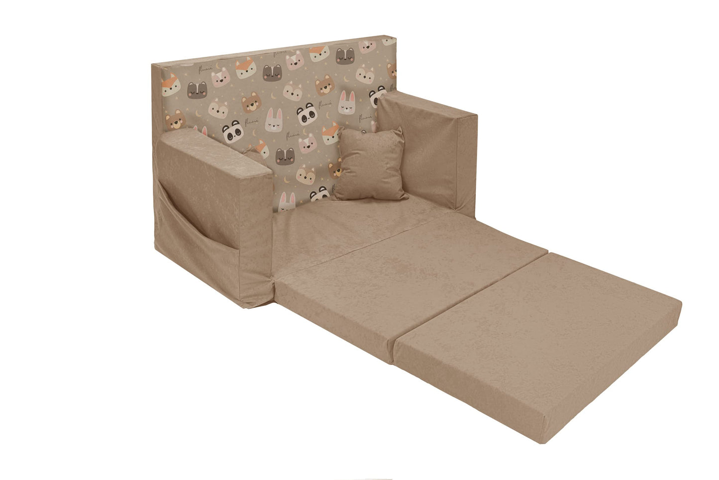 Flumi Personalised Children's/Teenager's Couch/Armchair/Sofa Bed, with Engraving of Child's Name, Play Sofa, Sleeping Chair, Bed Function, Children's Furniture, 92 x 40 x 60 cm, Microfibre (Grey)