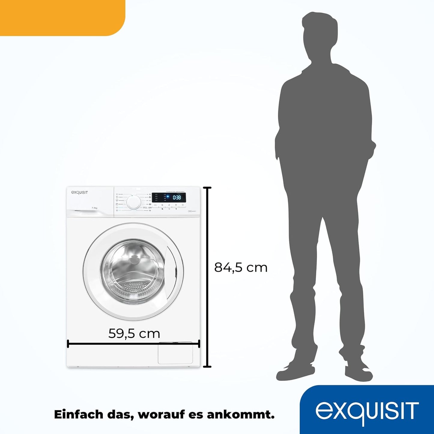 Exquisit Waschmaschine 7kg, Energieeffizienzklasse A, max. 1400 U/Min, Kurzprogramm, Mixprogramm, Startzeitvorwahl (3-24 Std.), Aquastop, 12 Waschprogramme, WA57014-020A weiss