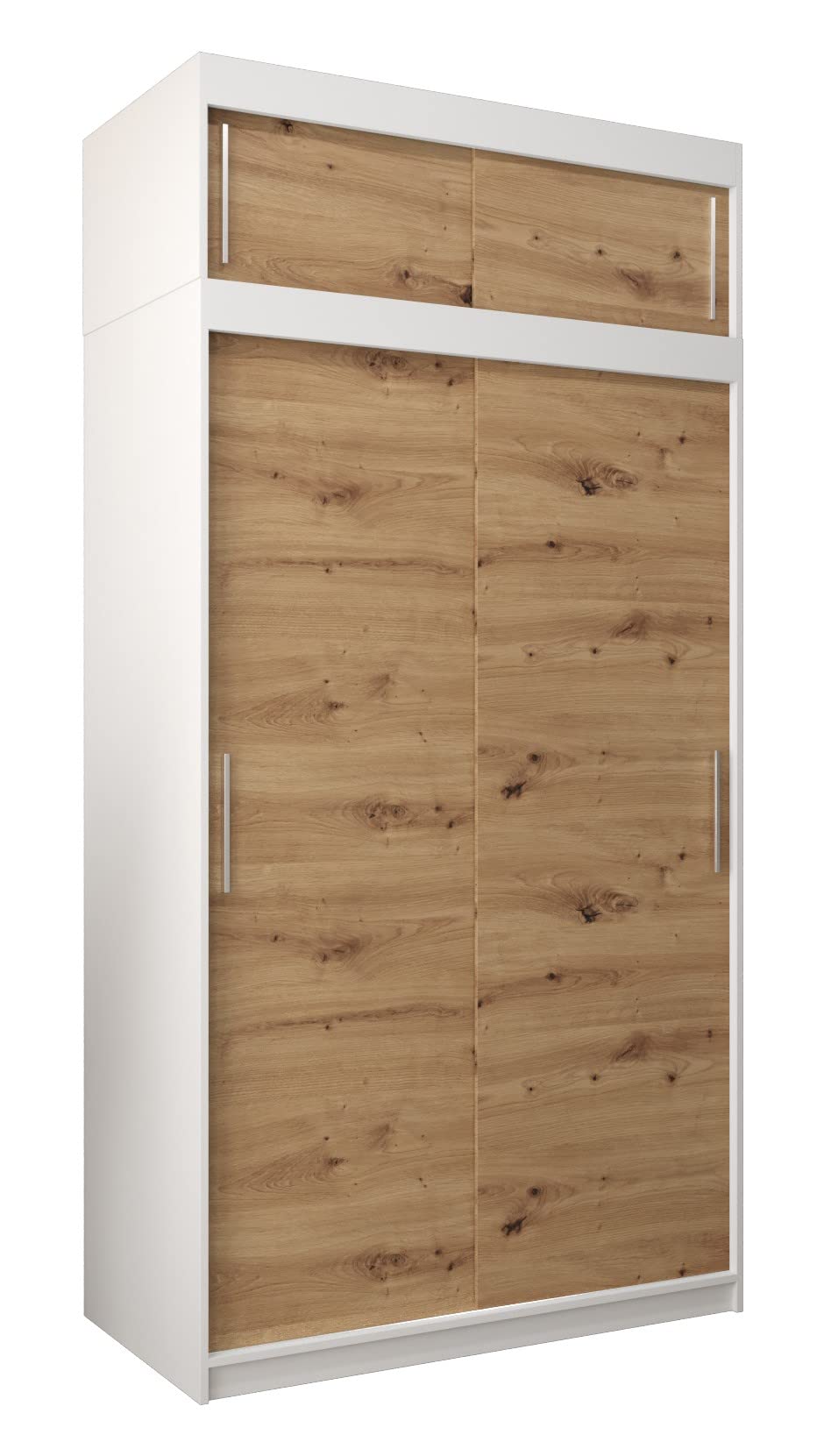 MEBLE KRYSPOL Tokyo 250 Wardrobe with Three Sliding Doors for Bedroom – Modern Storage Cabinet with Clothes Rail and Shelves – 250 x 200 x 62 cm – Matte Black and Artisan