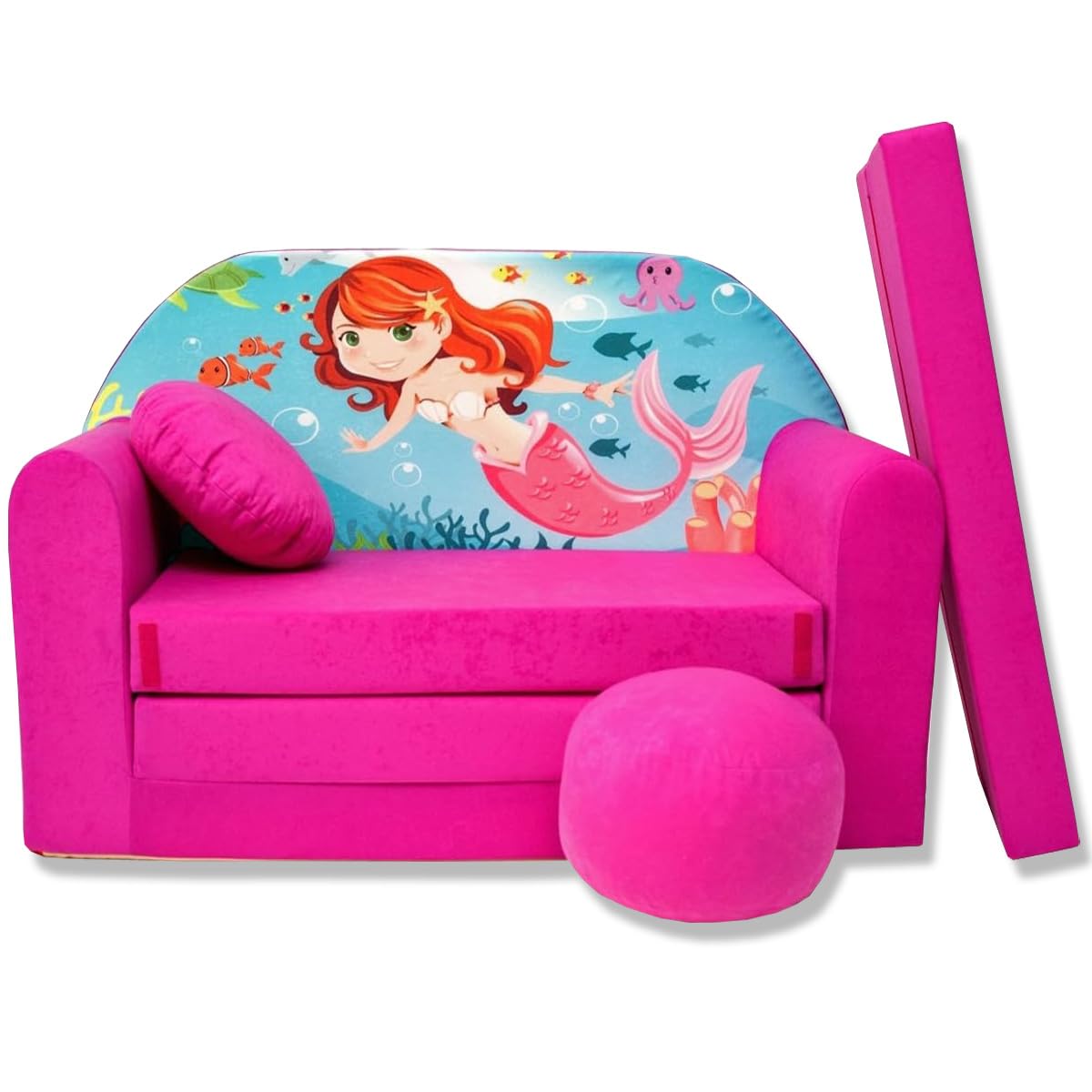 Children's Sofa with Sleep Function Foldable 3-in-1 Children's Sofa Play Sofa with Bed Function Girls Boys Bean Bag Mini Sofa Bed Children's Room Sleeping Chair (A39)