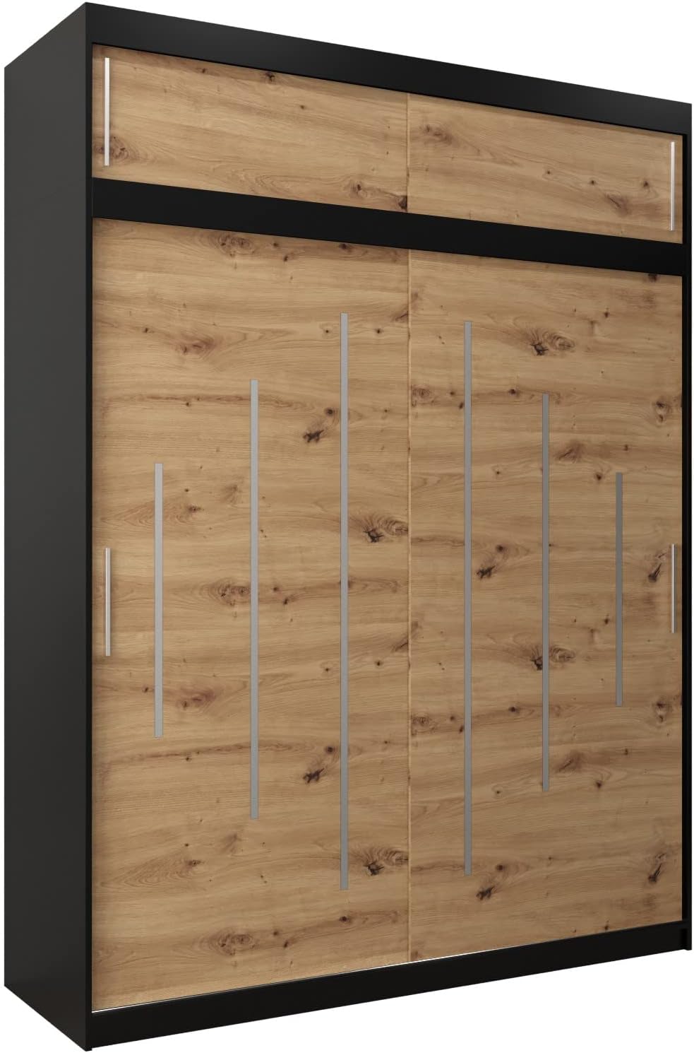 Kryspol Schwebetürenschrank York 250 cm Kleiderschrank mit Kleiderstange und Einlegeboden Schlafzimmer- Wohnzimmerschrank Schiebetüren Modern Design (Weiß)