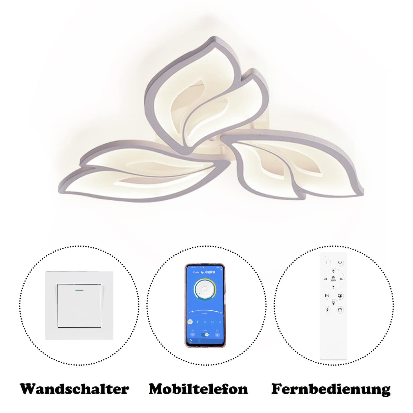 LED Deckenleuchte Dimmbar, 40W-80W Deckenlampe LED Wohnzimmerlampe mit Fernbedienung APP Farbwechsel - Moderne Wohnzimmerlampe Deckenleuchte Energie Sparen Dimming Deckenbeleuchtung Schlafzimmerlampe