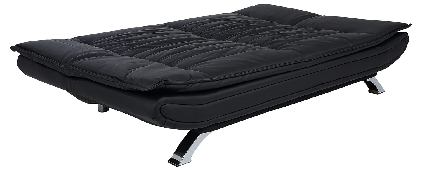AC Design Furniture Jasper Bettcouch Dunkelgrau/Schwarz, Schlafsofa mit 3 Liegepositionen, Moderner 3-Sitzer Ohne Armlehne, Gepolstert mit Schwarzen Metallbeinen, L: 196 x H: 91 x T: 98 cm