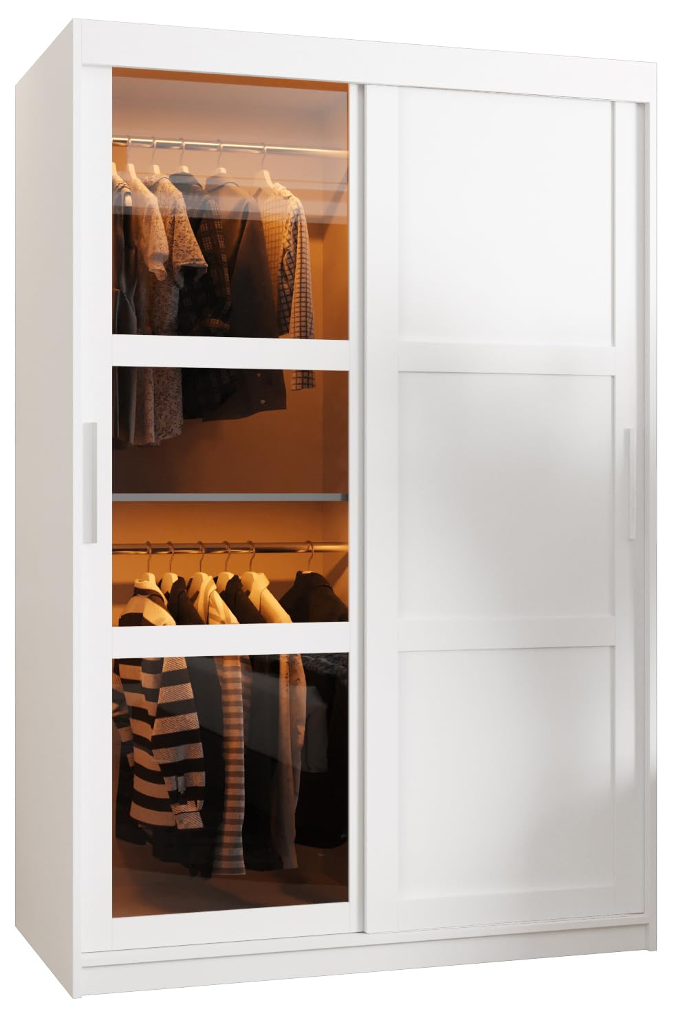 MEBLE KRYSPOL Dome 2 Schrank mit DREI Schiebetüren mit Spiegel, Stangen und Regalen - Aufbewahrungsschrank mit Rauchglas für Schlafzimmer, Wohnzimmer - 200x250x62cm - Schwarz, Schwarz, Schwarz