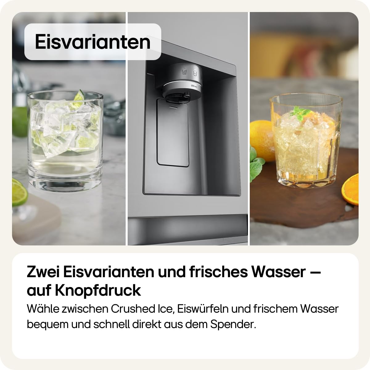 LG GSLC40PYPE Side-by-Side Kühlschrank ǀ Smart Inverter Compressor ǀ Eis- und Wasserspenderǀ Total No Frost Technologie ǀ EEK E ǀ 638 L