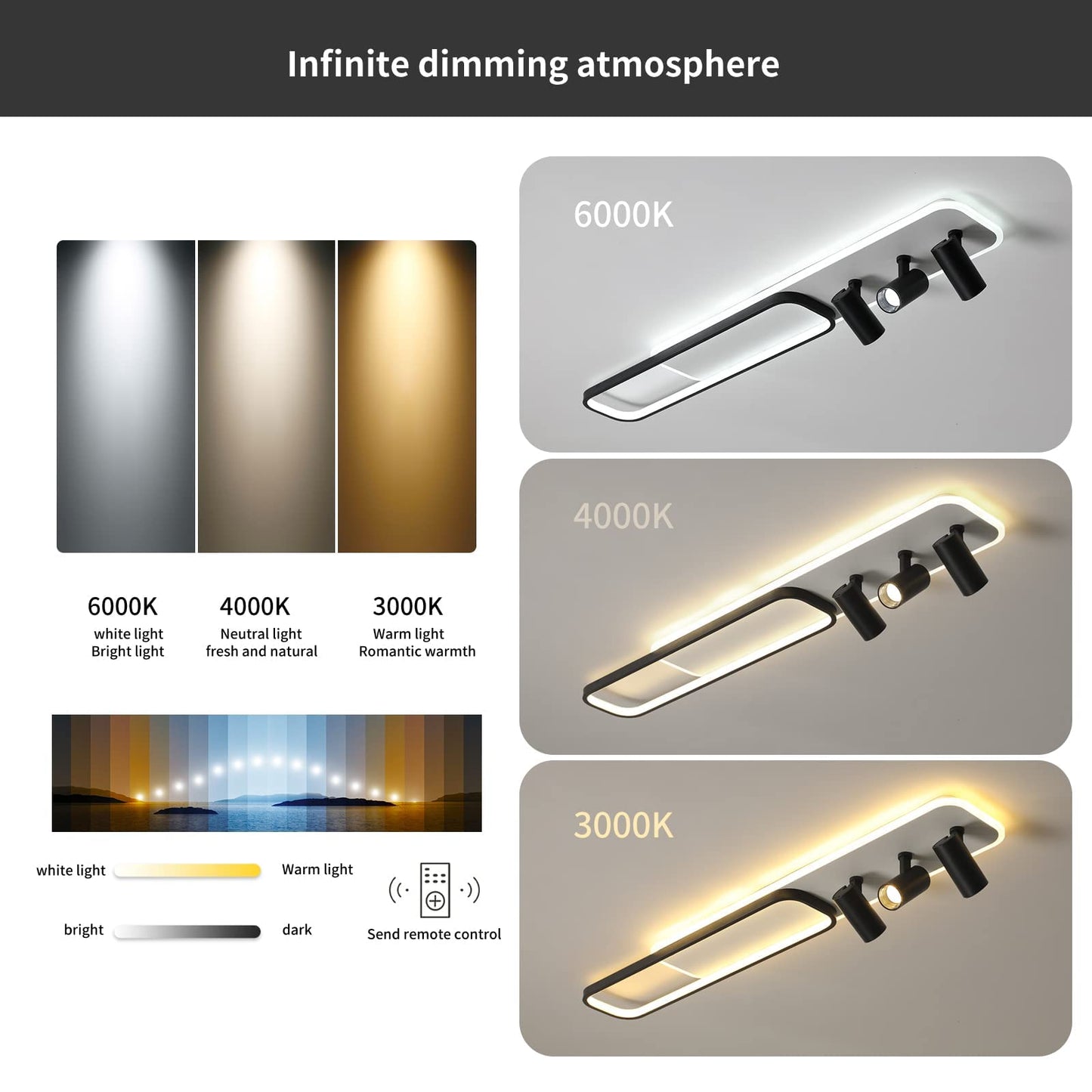 Oninio Modern LED Ceiling Light Dimmable Ceiling Light with Remote Control 70 cm Ceiling Light for Living Room, Kitchen, Dining Room, Bedroom, 40 W (Gold)