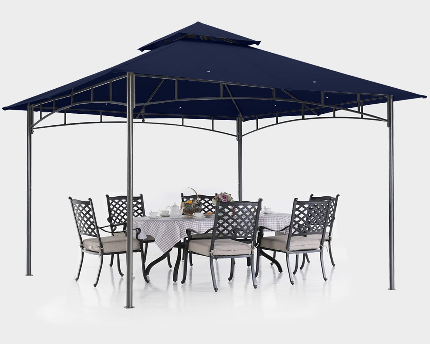 ABCCANOPY Pavillon 2.5x2.5m Wasserdicht Stabil Winterfest Gartenpavillon,Doppeldachweichdach Hinterhof-Partyzelt mit Netz für Schatten und Regen,Grau