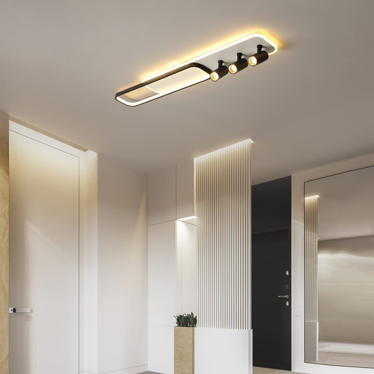 Oninio Modern LED Ceiling Light Dimmable Ceiling Light with Remote Control 70 cm Ceiling Light for Living Room, Kitchen, Dining Room, Bedroom, 40 W (Gold)