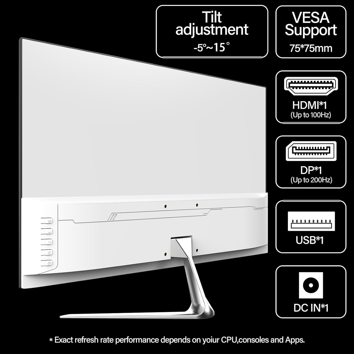 Gawfolk 32 Zoll Curved Gaming Monitor 180HZ / 165Hz / 144hz PC Bildschirm Full HD 1080P, Rahmenloses 1800R Gebogenes Computerbildschirm mit FreeSync und Eye Care Technologie, unterstützt VESA