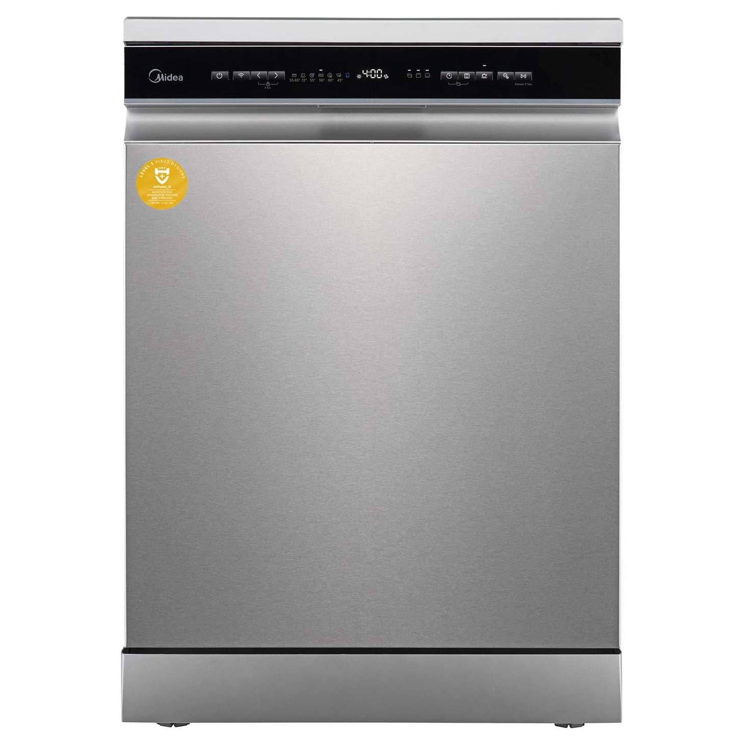 Midea MDWEU1435XSS-W Dishwasher, Integrated, 14 Place Settings, 60 cm, Partially Integrated with WiFi, Extra Drying, 7 Programmes, 47 dB, 0-24 Hours Start Time Delay, Stainless Steel