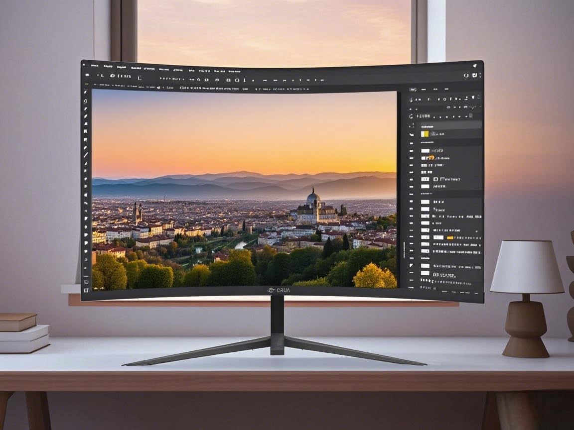 32 Zoll Curved Gaming Monitor, 1K Full HD 1080P (1920x1080), 240Hz, 1ms, 1500R, AdaptiveSync, DCI-P3 90%, SRGB100%, Eye Care