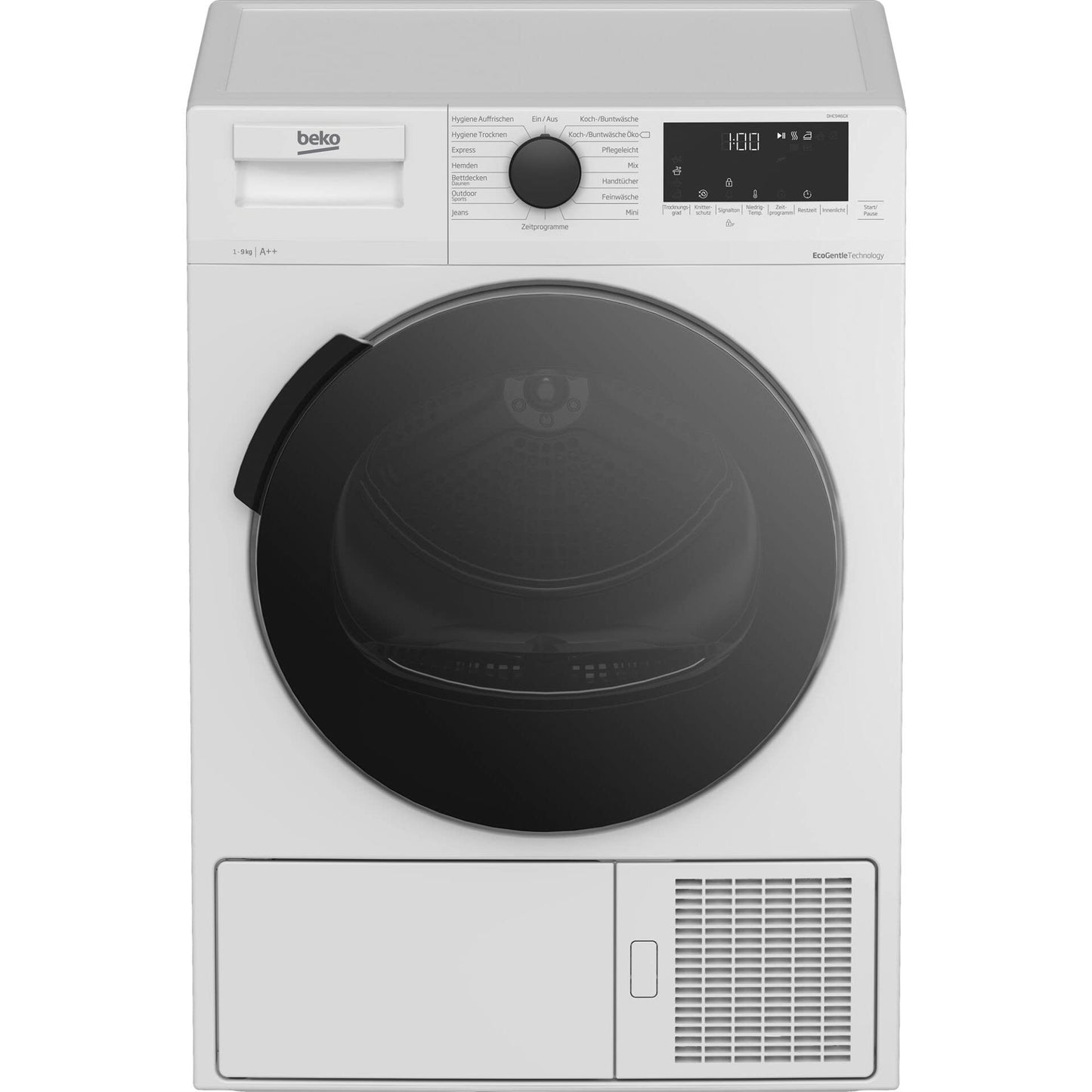 Beko DHC946GX Tumble Dryer with Heat Pump Technology, Stainless Steel Drum, 9 kg, A++, Hygienic Drying & Hygiene Refresh, White