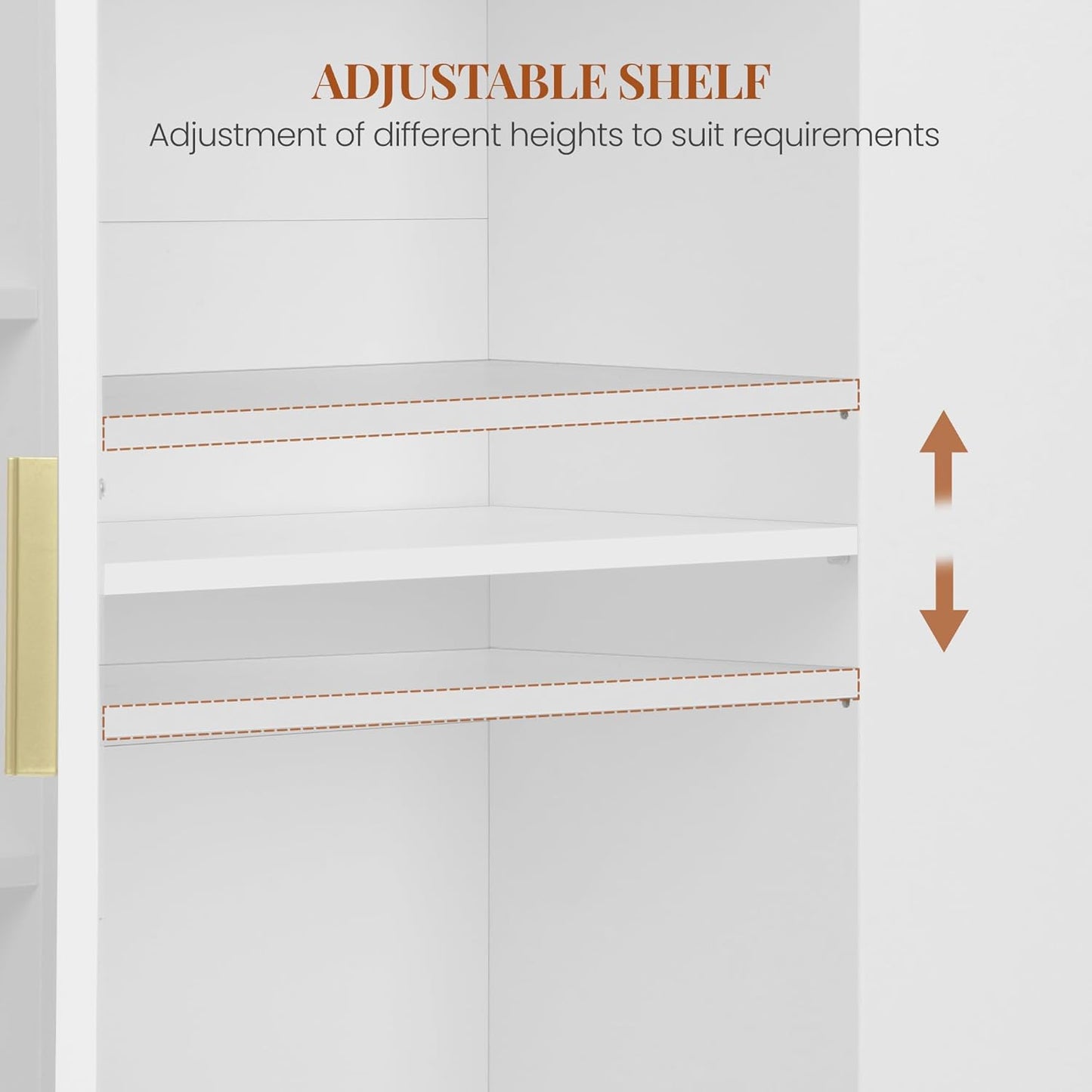 HEXCELEN Bathroom Cabinet, Storage Cabinet with 2 Doors, Side Cabinet, Kitchen Cabinet with Open Compartment, Adjustable Shelf, Bathroom Cabinet, for Bathroom, Living Room, Kitchen, White, 30 × 100 ×