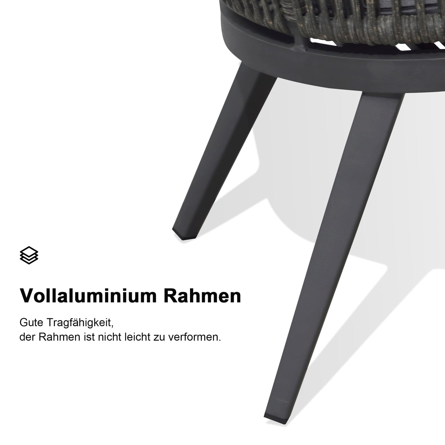 PURPLE LEAF 9-TLG Gartenmöbel Set,Aluminium Terrassenmöbel 8 Gartenstühle mit Tisch Balkonmöbel Essgruppe Gartengarnitur, Grau