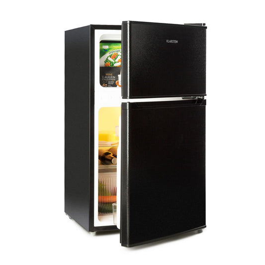 Klarstein Big Daddy Fridge with Freezer, Cool Freezer Combination, Fridge Quiet, LED, 87 Litres: Fridge with 61 L and Freezer 26 L, Black