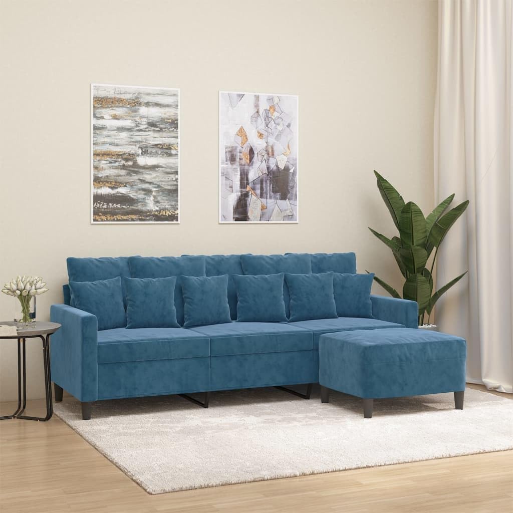 Willood 3-TLG. Sofagarnitur mit Kissen Dunkelgrau Samt,Sofa geeignet für Wohnzimmer, Sofa Set, mit Armlehnen und Kissen