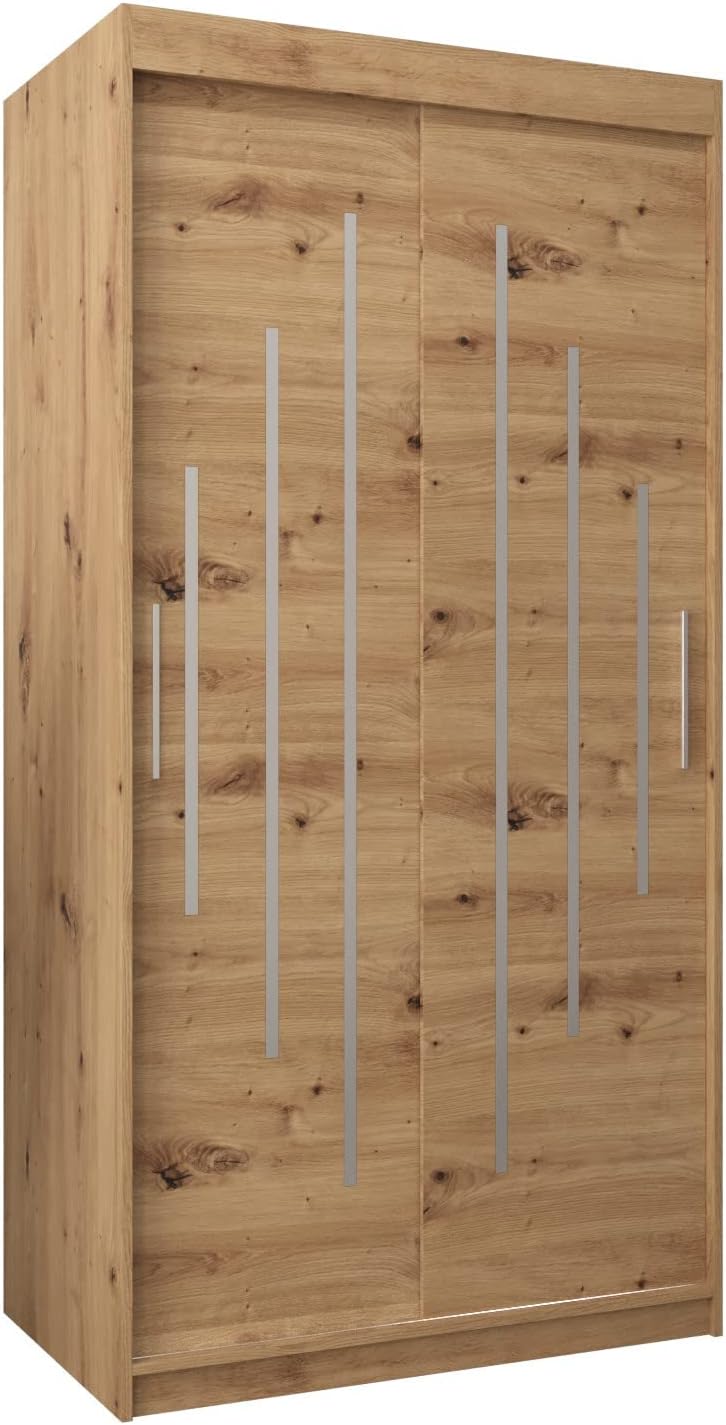 Kryspol Schwebetürenschrank York 250 cm Kleiderschrank mit Kleiderstange und Einlegeboden Schlafzimmer- Wohnzimmerschrank Schiebetüren Modern Design (Weiß)