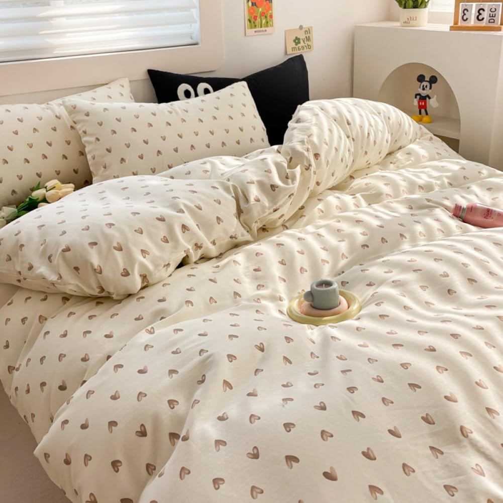 Nayoroom Bed Linen 135 x 200 cm Pink Black Hearts Heart Pattern Reversible Bed Linen Set Microfibre 2-Piece Modern Aesthetic Hearts Duvet Cover and 1 Pillowcase 80 x 80 cm with Zip