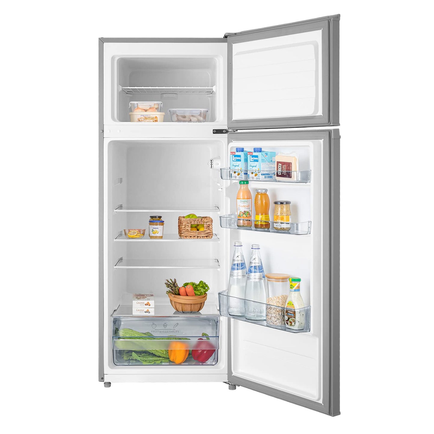 Comfee RCT284DK2A Fridge/Freezer, Top Freezer Compartment, 176 kWh/Year, 143 cm Height, LED Light, Reversible Door Hinge, Black