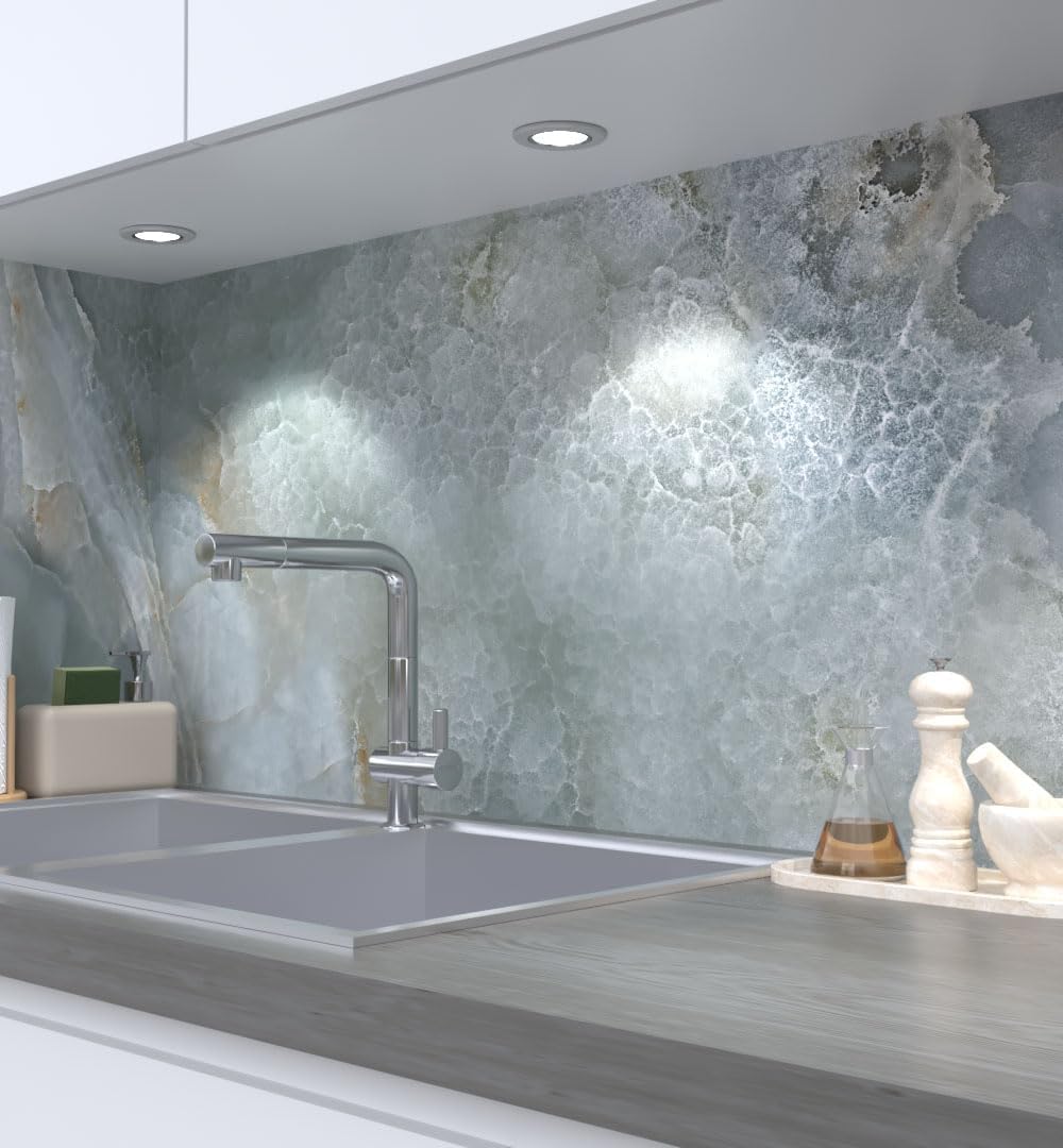 MyMaxxi Self-Adhesive Kitchen Splashback Film, Easy No-Drill Application, 0.4 mm Reinforced, Kitchen Splash Guard Adhesive Film, Wall Decoration, 220 x 60 cm (Height), Matte Finish, Natural Meadow,