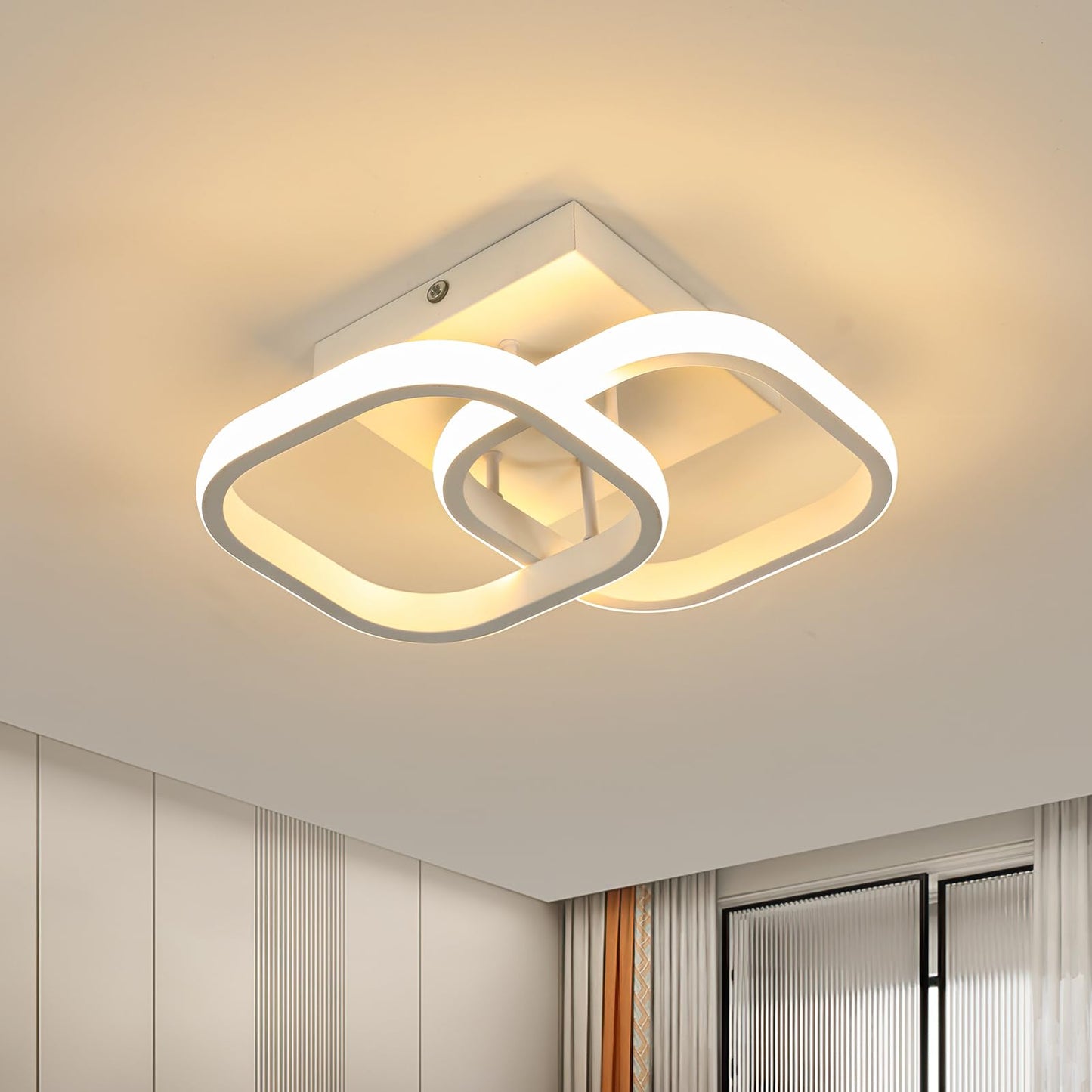 SENQIU 2 Stücke LED Deckenleuchte, 22W Modern Quadratisch LED Deckenlampe, Deckenleuchten Weiße aus Aluminium für Wohnzimmer Schlafzimmer Küche, Warmweiß 3000K