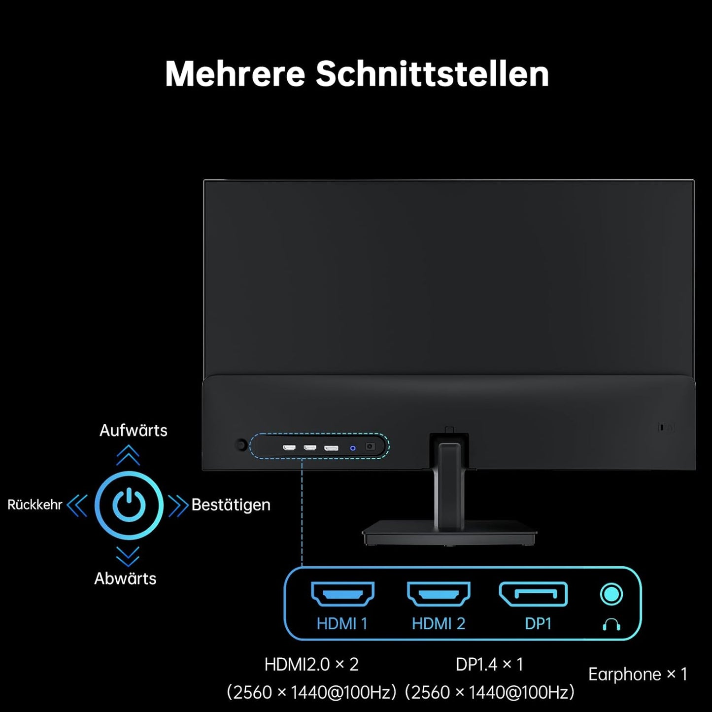 KTC 32 Zoll Monitor Curved 1000R, 2K WQHD (2560x1440p) 240Hz Gaming Monitor, 1ms, Adaptive Sync, 122% sRGB, 4000:1 Kontrast, 2 x DP 1.4 (240Hz), 2 x HDMI 2.0 (144Hz), Unterstützung von Tilt und VESA