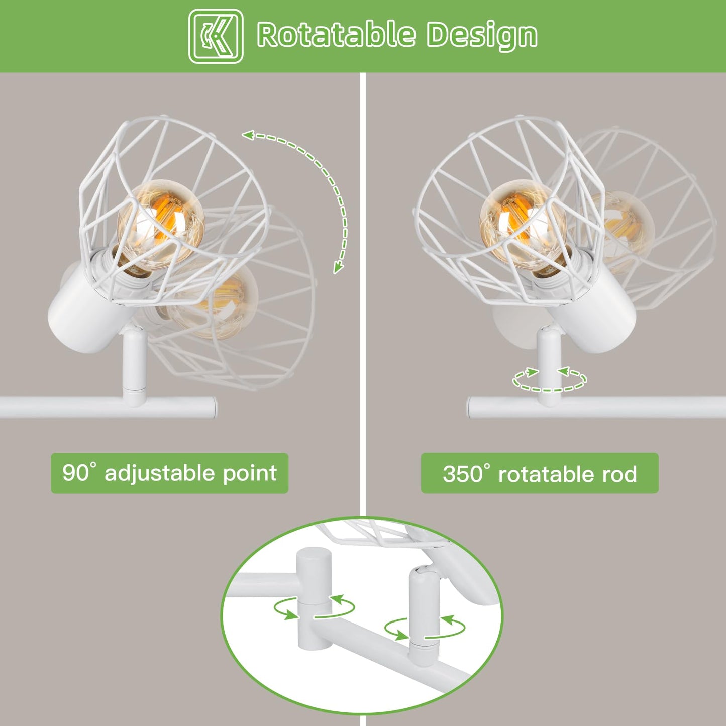 Kimjo Led Deckenstrahler 6 Flammig - Deckenleuchte Strahler E14 Schwenkbar - Deckenlampe Schwarz 6 Flammig Lampe Wohnzimmer - Deckenlampe LED Deckenleuchte Küche Deckenspot Ohne Leuchtmittel