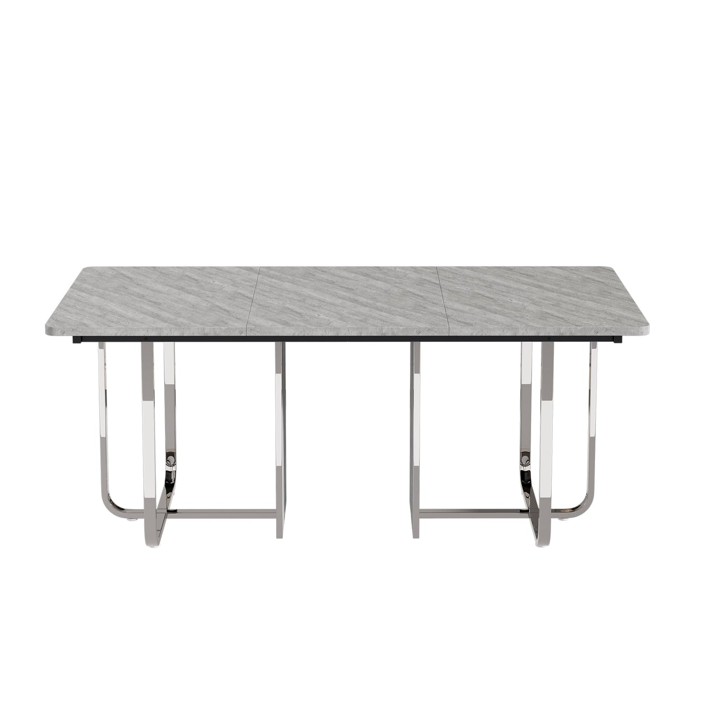 Merax Esstisch, Ausziehbar Esszimmertisch mit Tischbeine aus Metall, Rechteckiger Küchentisch für Wohnzimmer und Esszimmer, Grau