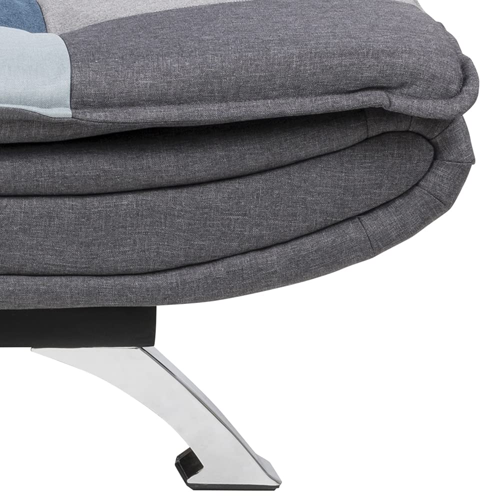AC Design Furniture Jasper Bettcouch Dunkelgrau/Schwarz, Schlafsofa mit 3 Liegepositionen, Moderner 3-Sitzer Ohne Armlehne, Gepolstert mit Schwarzen Metallbeinen, L: 196 x H: 91 x T: 98 cm