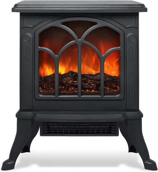 FIVMEN Electric Fireplace with Heater, 750 W/1500 W, Electric Fireplace with LED 3D Flame Effect, Electric Fireplace, Temperatures, Adjustable, Black