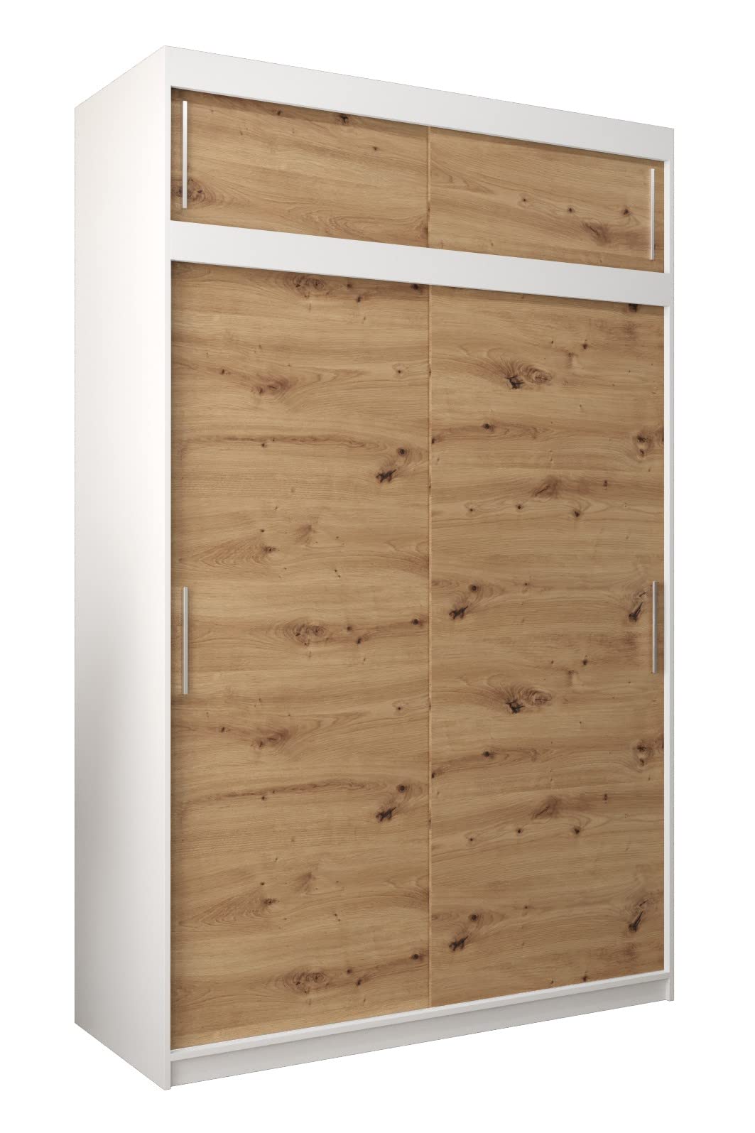 MEBLE KRYSPOL Tokyo 250 Wardrobe with Three Sliding Doors for Bedroom – Modern Storage Cabinet with Clothes Rail and Shelves – 250 x 200 x 62 cm – Matte Black and Artisan