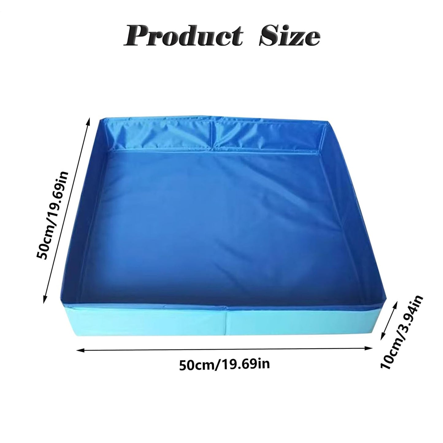 Hundepool, Planschbecken Faltbare für Hunde & Katzen, 50x50x10 cm Eckig Katzenpool, Hundebadewanne, Planschbecken ohne Aufblasen für Haustiere, Klappbar Schwimmbecken für Kleine Hunde & Katzen (A)