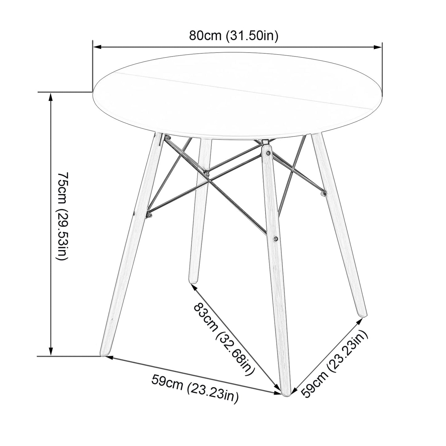 FURNITABLE Round Dining Room Table with 4 White Chairs Dining Room Set for Dining Room Kitchen Living Room