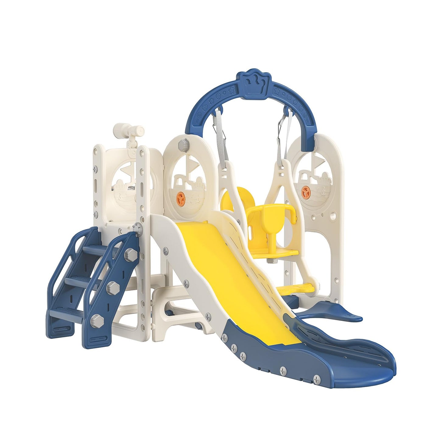 DADEA 6 in 1 Kinderrutsche mit Korb, Rutsche und Schaukel für Kinder im Freien Grün, 150 × 150 × 115 cm, Babyschaukel und Rutsche für Kinder zu Hause Schaukel Kinderrutsche, Grün