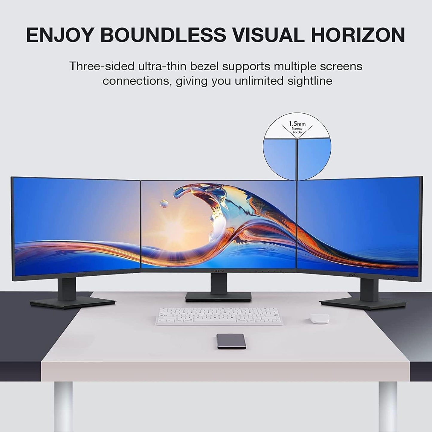 KOORUI Gaming Monitor 24 Inches, 200Hz PC Screen FHD 1920 x 1080 Fast IPS HDR400, Adaptive Sync 1ms, HDMI 2.0 & DP 1.4, VESA 75 x 75 mm-G2411P