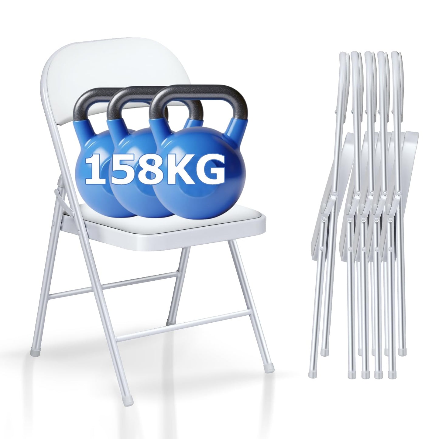 Asdsed Klappstuhl 4er Set, Klappstühle Gepolstert, Klappstuhl bis 158KG Gepolstert mit Starker Stahlrahmen, Faltbarer Klappstühle Platzsparender Schreibtischstuhl für Haus Büro Garten Balkon Party