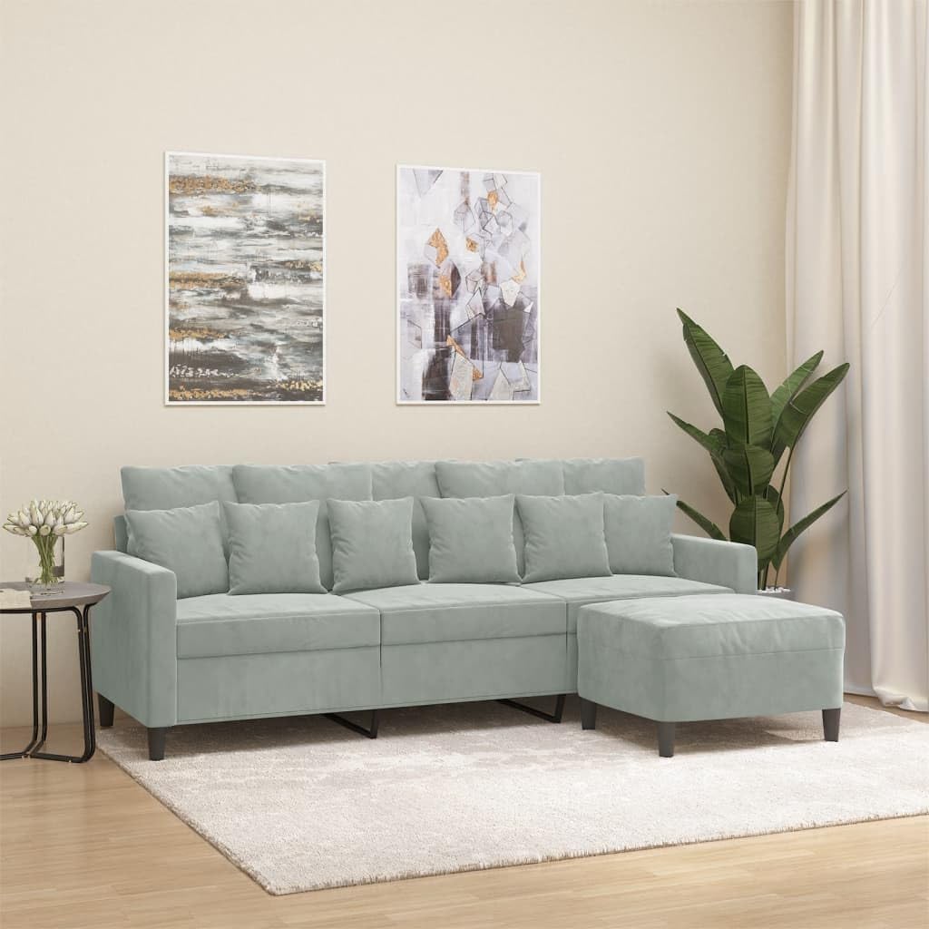 Willood 3-TLG. Sofagarnitur mit Kissen Dunkelgrau Samt,Sofa geeignet für Wohnzimmer, Sofa Set, mit Armlehnen und Kissen