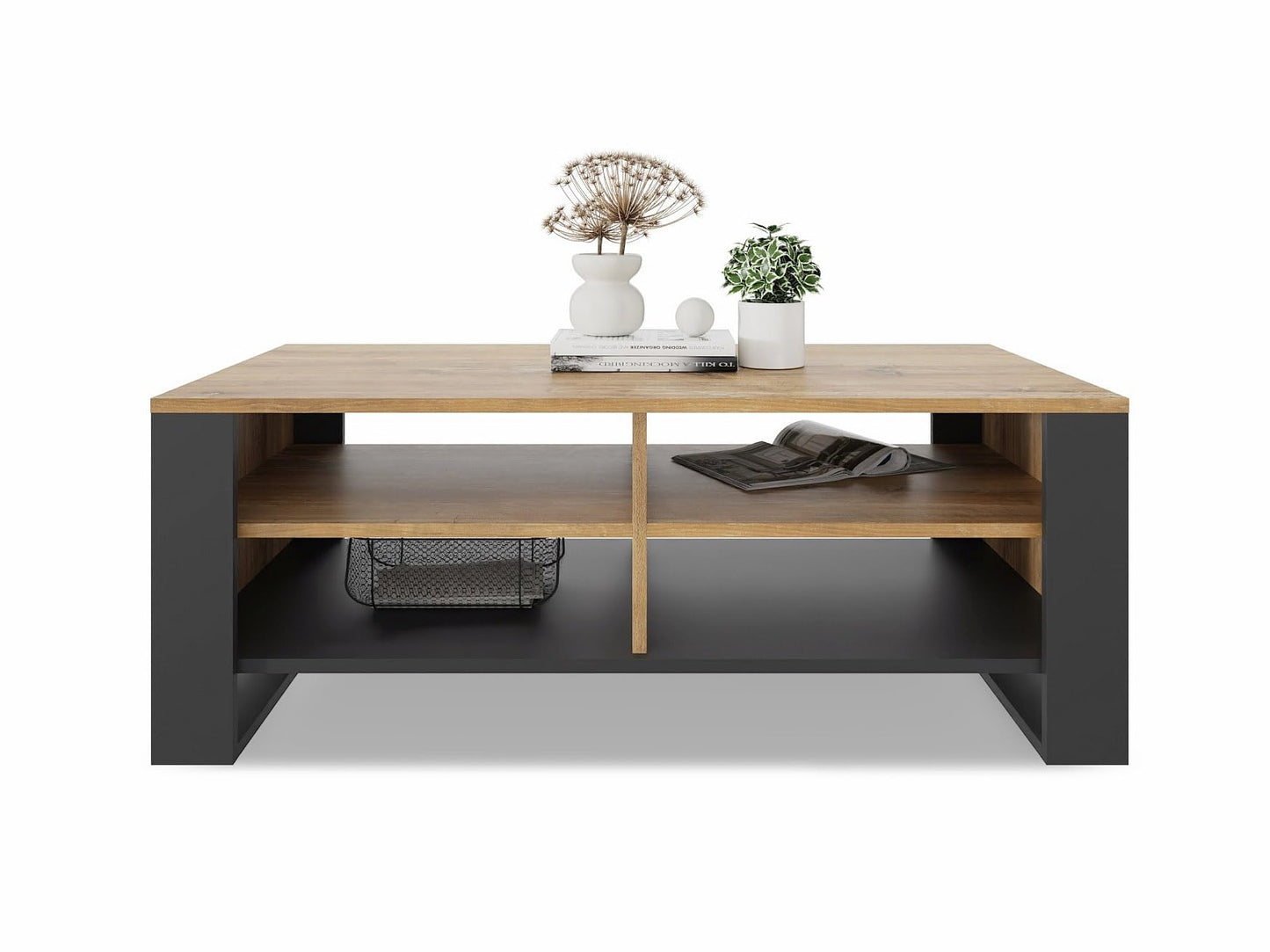 Meble Pitus Coffee Table - Living Room Table Modern - Coffee Table with Storage Space 90 x 50 x 50 cm - Table for Living Room - White
