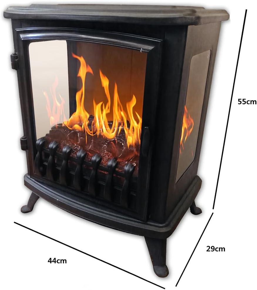 Chemin' Arte 139 3D Fire Glass Electric Fireplace, Black