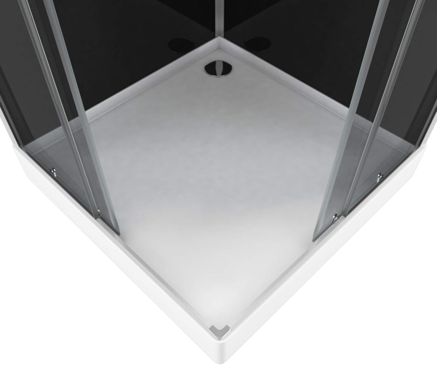 MARWELL Komplettdusche Fertigdusche Black Square 90 x 90 x 215 cm – Dusche im komplett Set inkl. Duschwanne und Armatur- Eckdusche mit Eckeinstieg