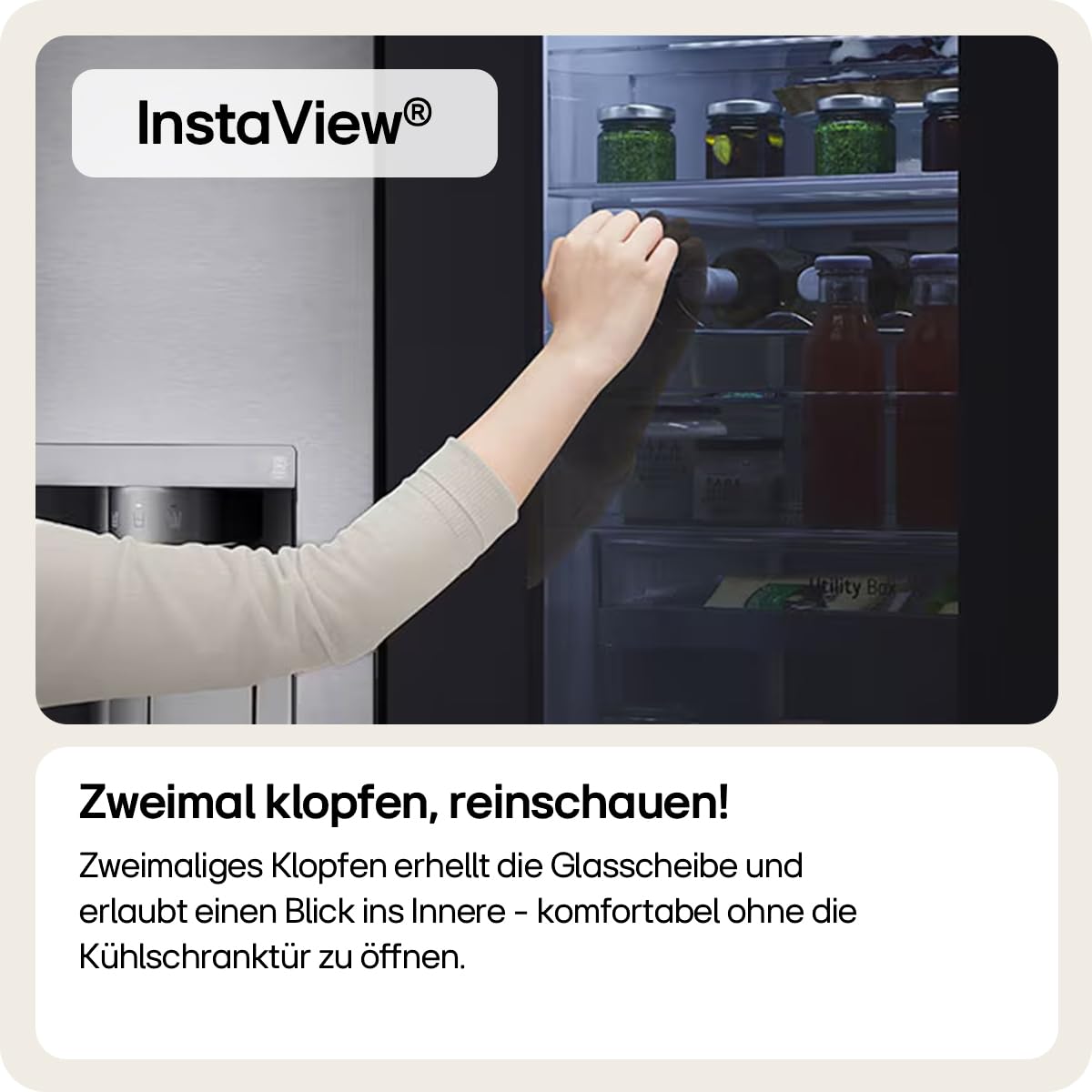 LG GSXE90MBDD Side by Side Kühlschrank mit InstaView Craft Ice | Door in Door | Crushed Ice -und Wasserspender EEK: Klasse D | 628 Liter Kapazität | Festwasseranschluss | Total No Frost