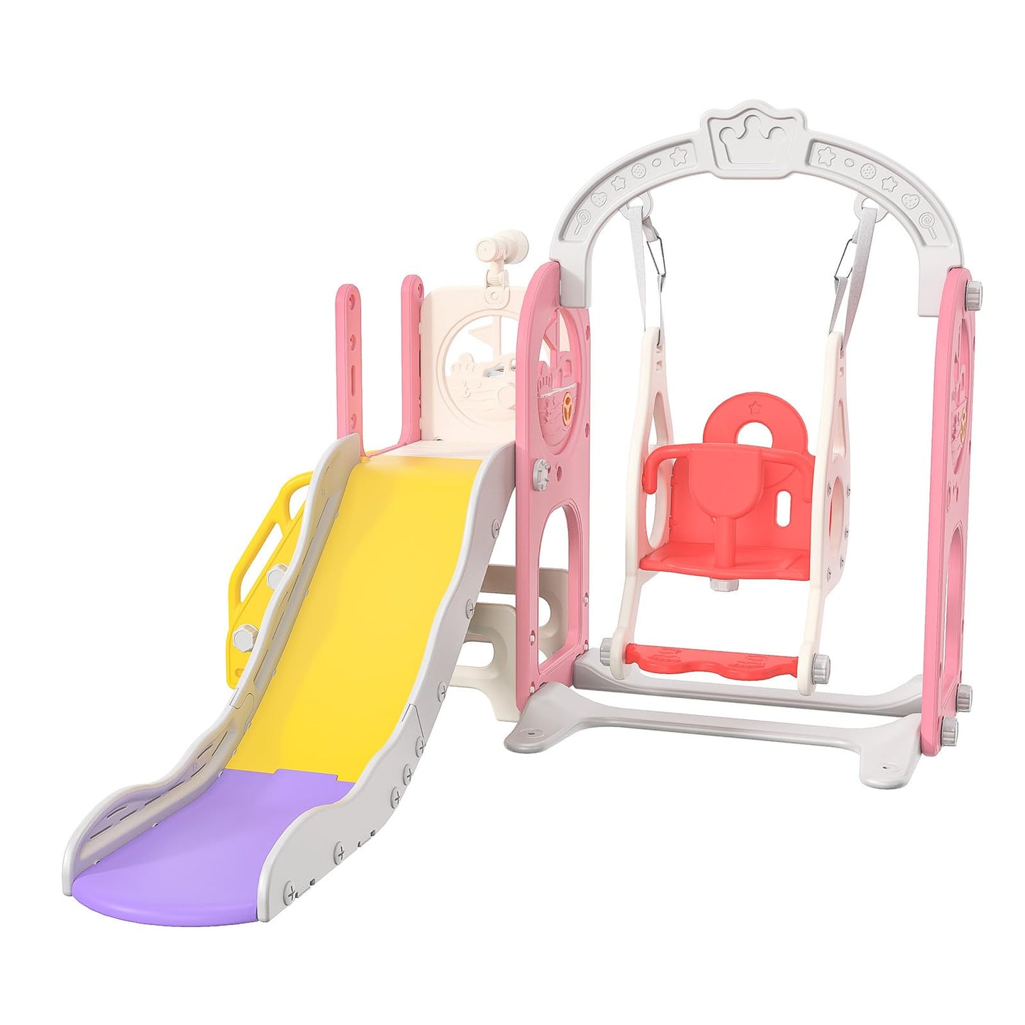 DADEA 6 in 1 Kinderrutsche mit Korb, Rutsche und Schaukel für Kinder im Freien Grün, 150 × 150 × 115 cm, Babyschaukel und Rutsche für Kinder zu Hause Schaukel Kinderrutsche, Grün