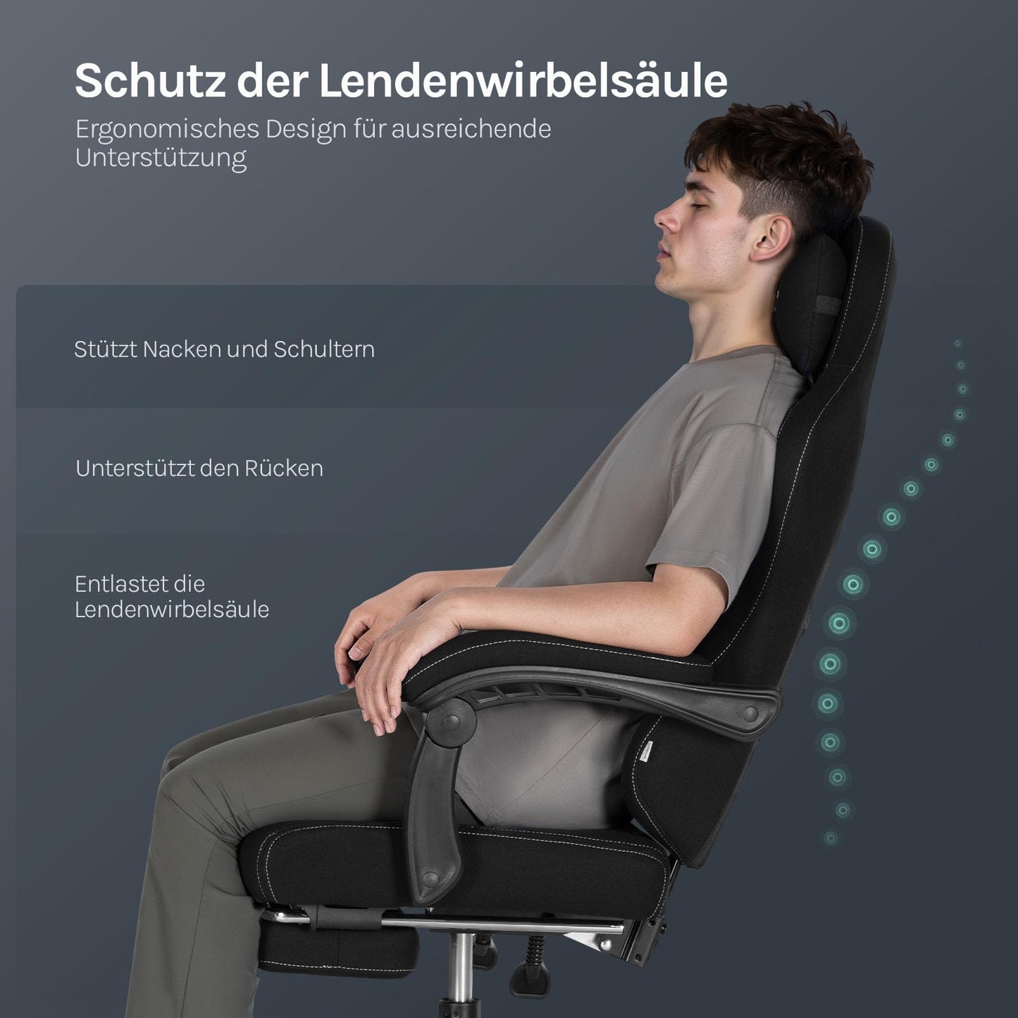 WOLTU Gaming Stuhl mit Massagefunktion, Computerstuhl Ergonomisch, Taschenfederkissen, Lendenmassage, Kopfkissen, Fußstütze, Drehstuhl, 150 kg, Netzstoff, Rosa+Weiß